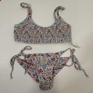 NWOT Leonisa multi color floral cinch bralette bikini 2 piece set Medium